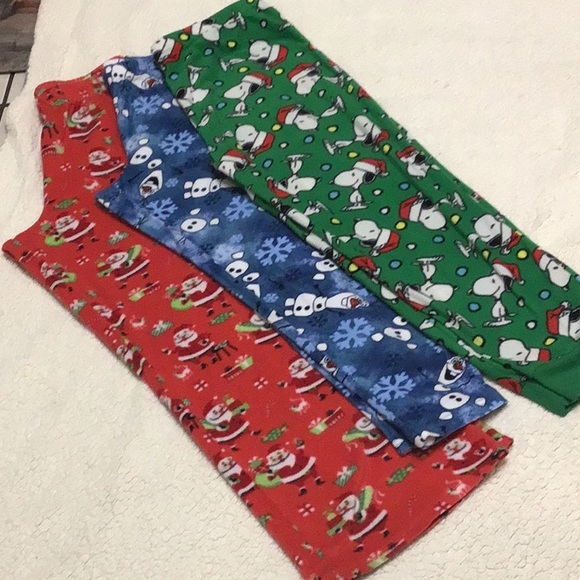 3 PAIR OF PJ PANTS, PEANUTS DISNEY & SANTA MED - Picture 2 of 4
